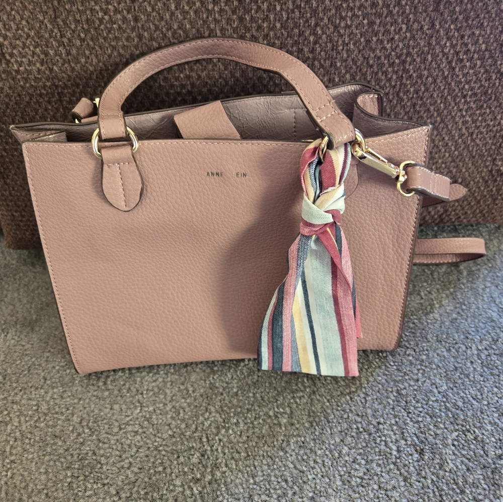 Elegant Pink Handbag with Scarf Accent